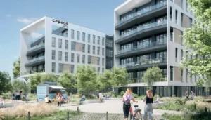 açade de la nouvelle agence Capeos, expert-comptable à Cesson-Sévigné, immeuble Millennial Park